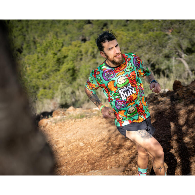 T-shirt running MANICA CORTA #SPACERUN verde - UOMO (taglie S-M-L-XL-2XL)