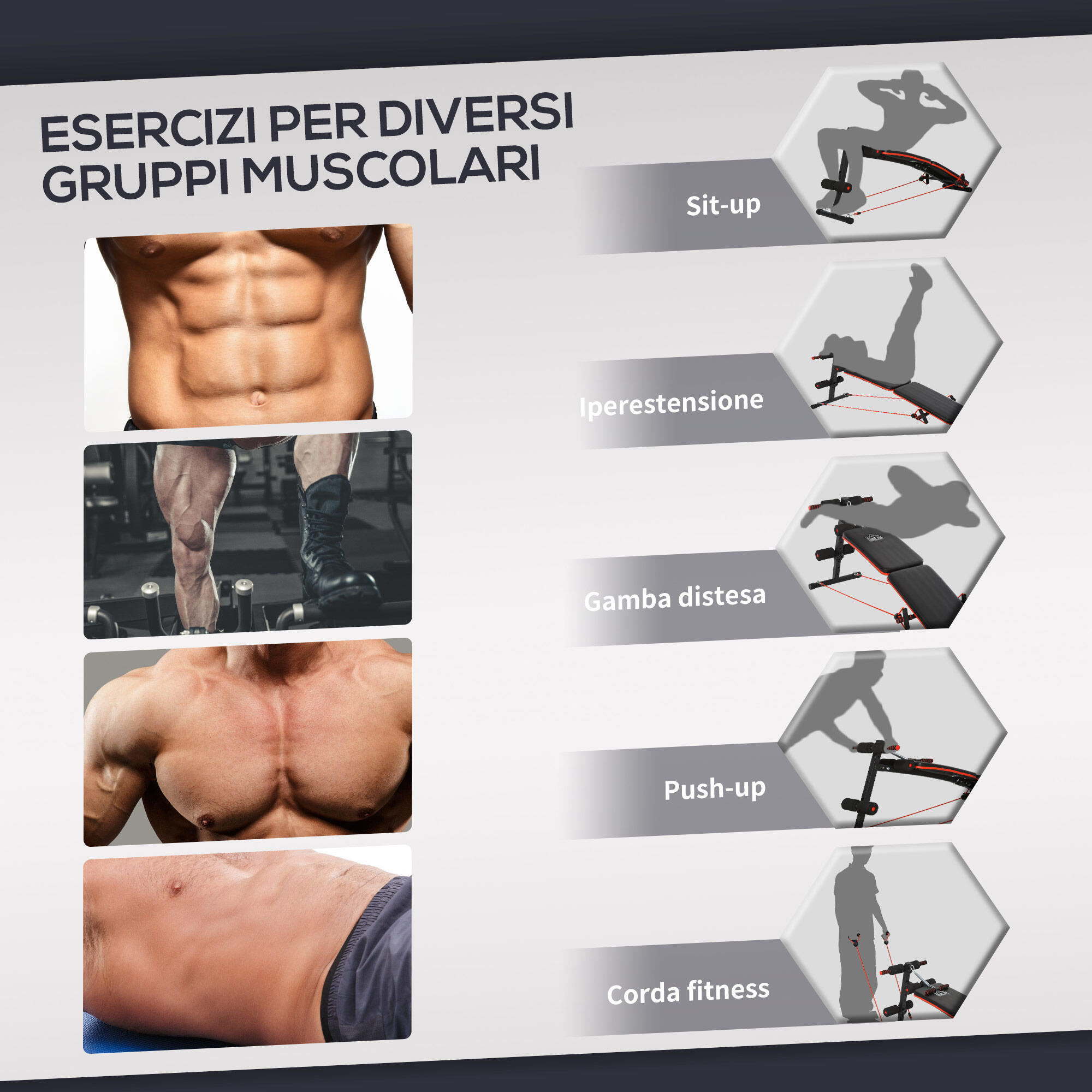 HOMCOM Panca per Addominali Pieghevole con Imbottitura Nera e Rossa 4/8