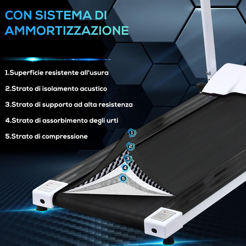 HOMCOM Tapis Roulant Elettrico Pieghevole 500W Schermo LCD Velocità Max 10km/h