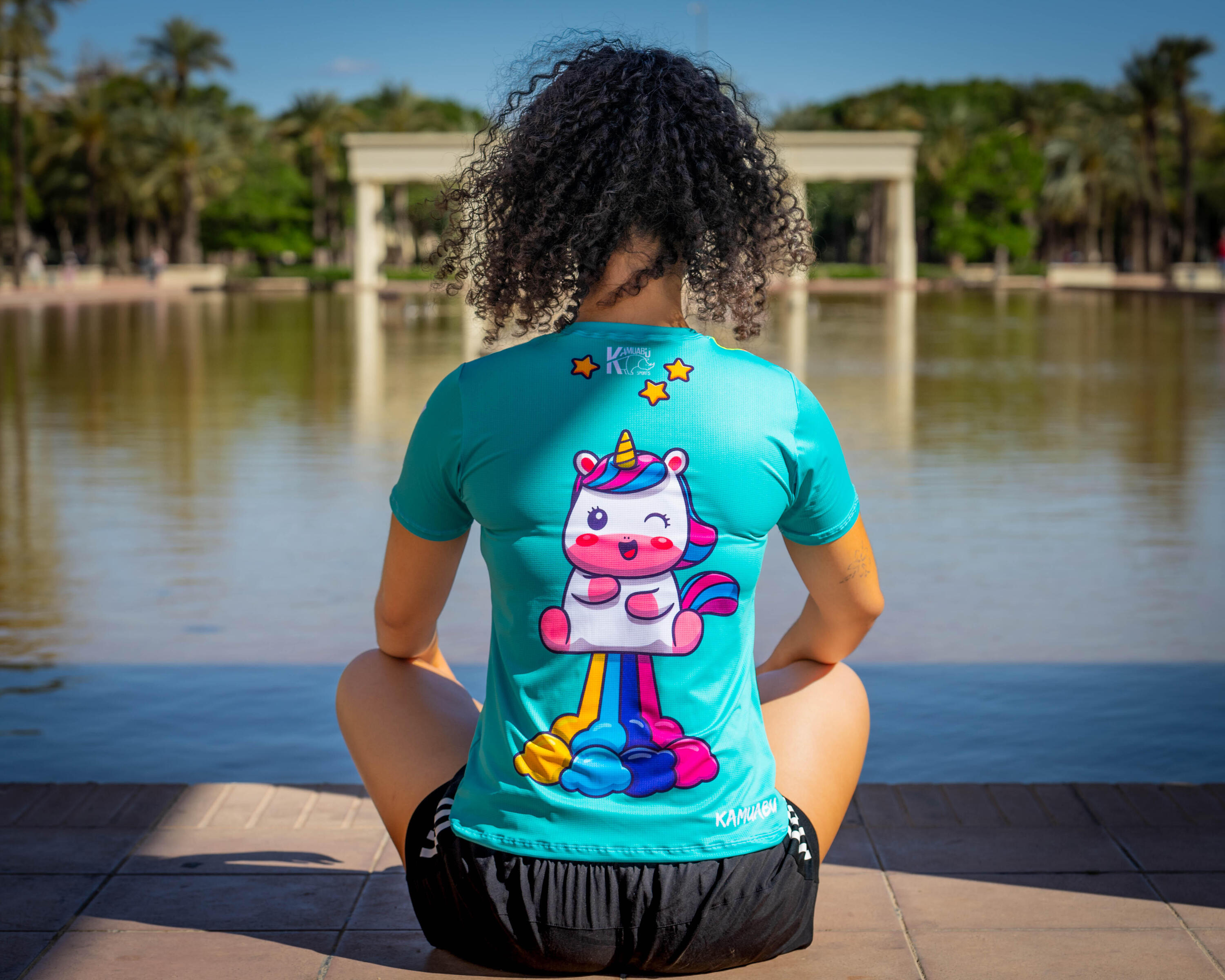 Camiseta de running MANGA CORTA #UNICORNIO Aguamarina - MUJER tallas XS-S-M-L-XL 5/6