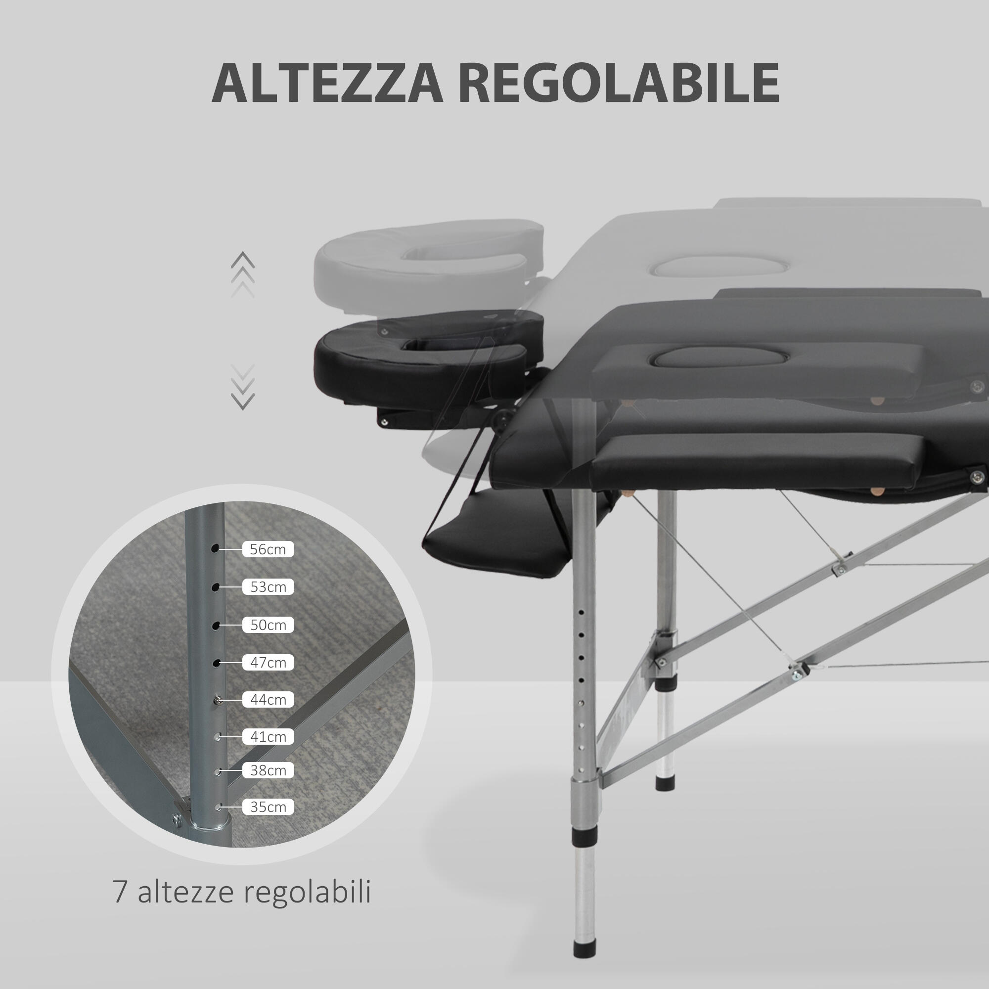 HOMCOM Lettino per Massaggio Portatile e Pieghevole con Altezza Regolabile 4/7