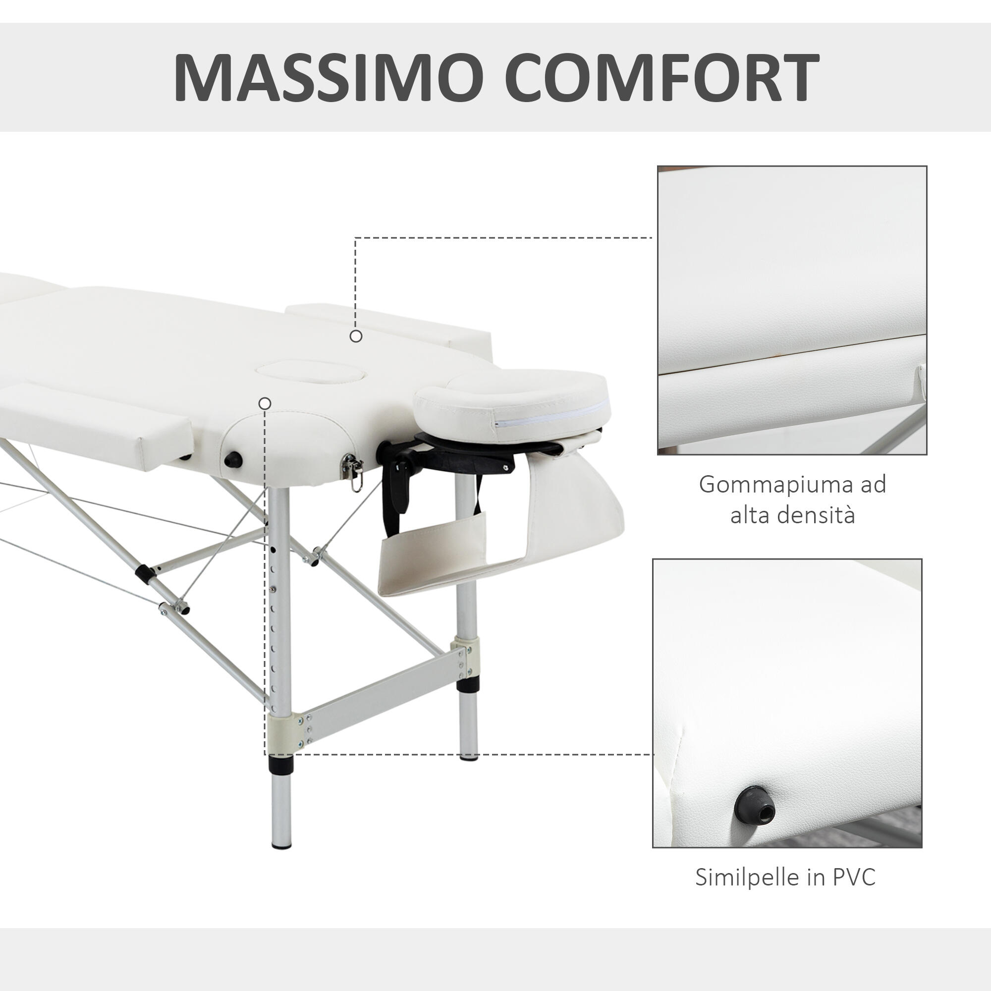HOMCOM Lettino Massaggi Portatile, Pieghevole e Professionale in Alluminio 6/7