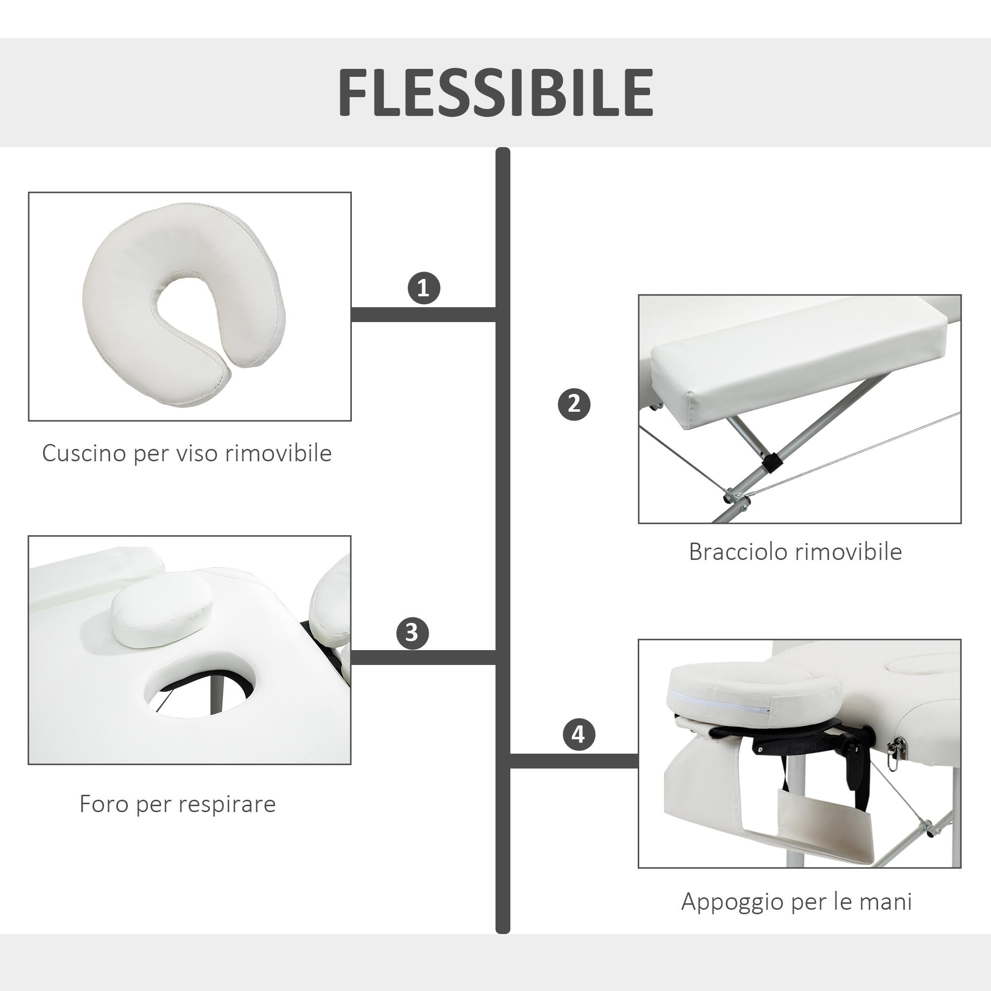 HOMCOM Lettino Massaggi Portatile, Pieghevole e Professionale in Alluminio 5/7