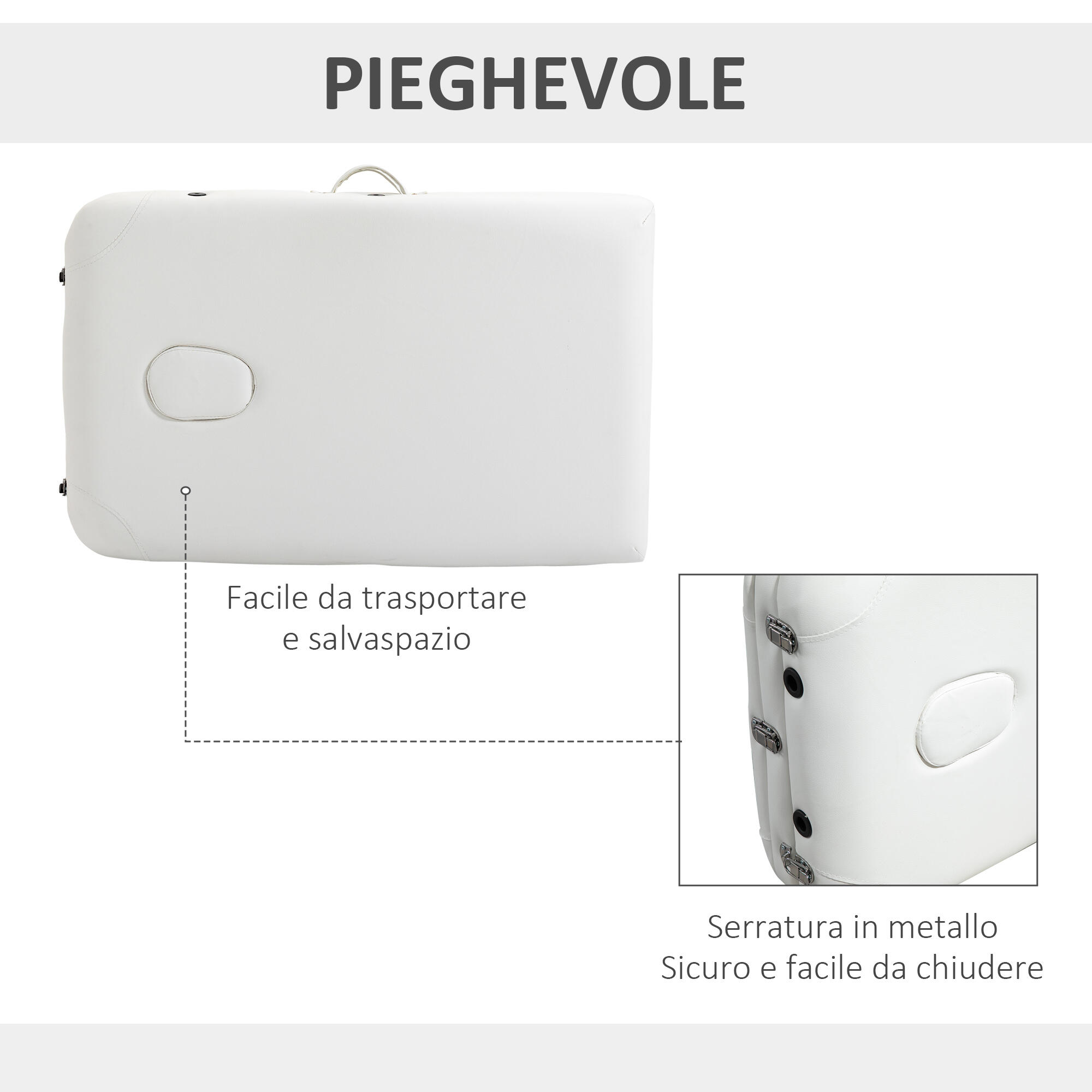 HOMCOM Lettino Massaggi Portatile, Pieghevole e Professionale in Alluminio 7/7