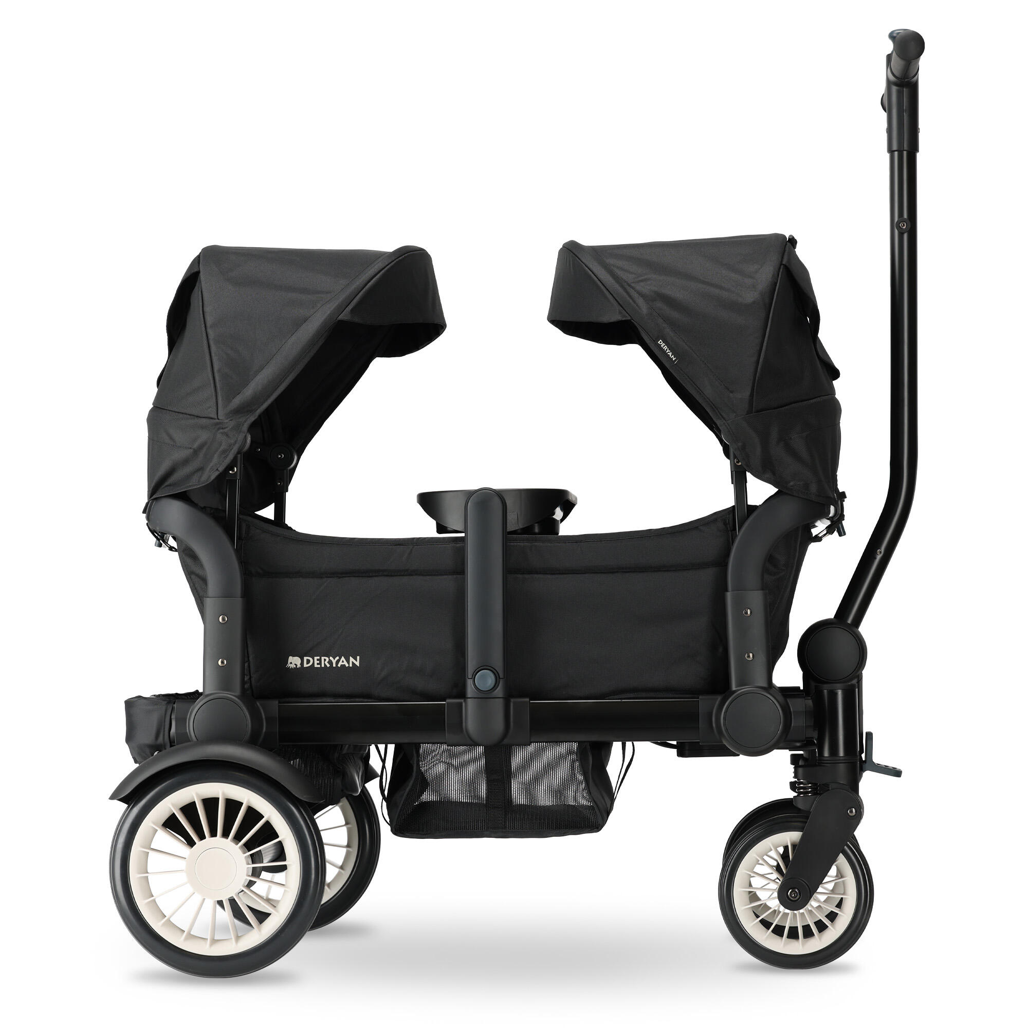 DERYAN Deryan Luxus Sandy Bollerwagen - Faltbarer All-Terrain-Wagen - Schwarz