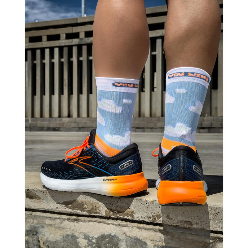 Calcetines KAMUABU #CLOUDS CAÑA 2 HILOS Running azul cielo UNISEX 36-41 y 42-46