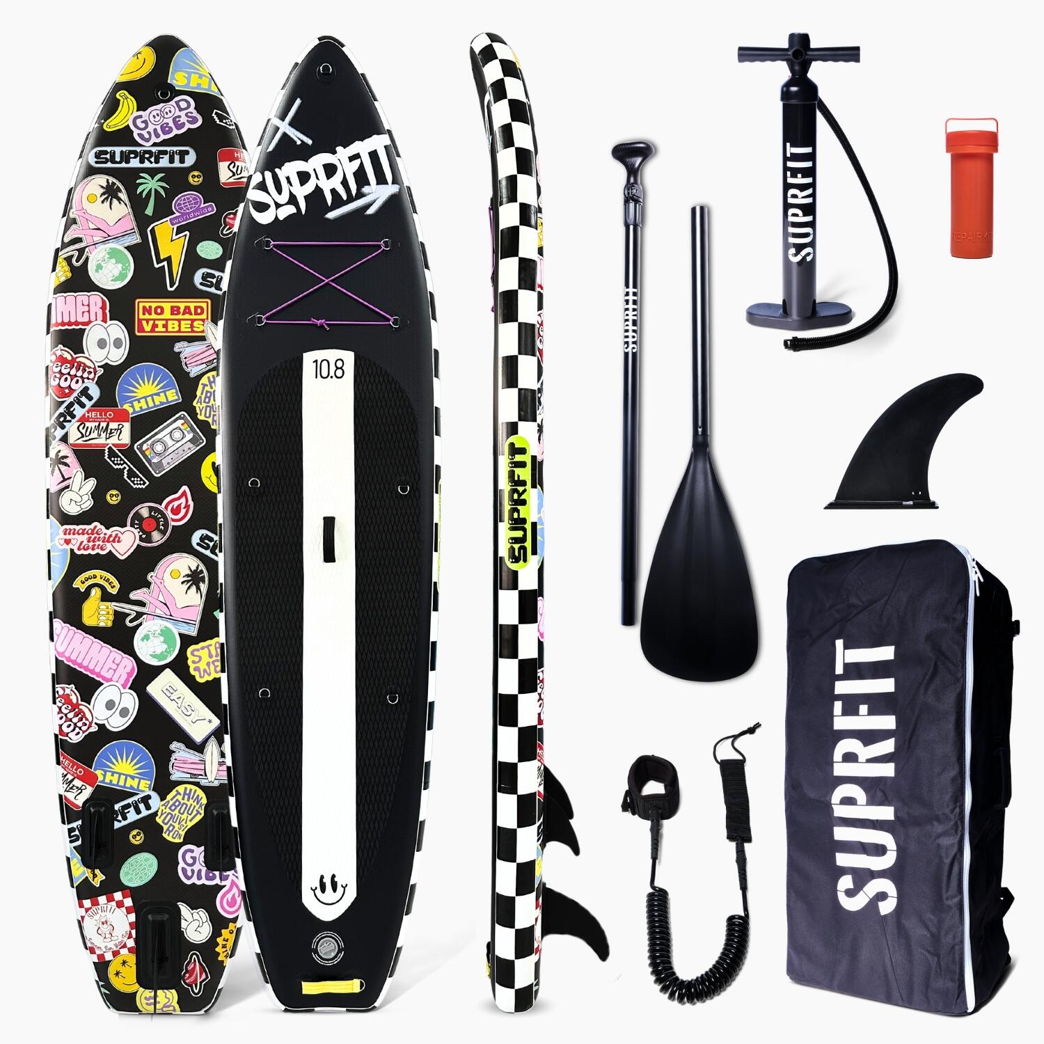 Suprfit - Suprfit Stand-up Paddling Board Funny Stickers – Black - Planche De Stand Up Paddle - Noir - 330 Cm - Decathlon