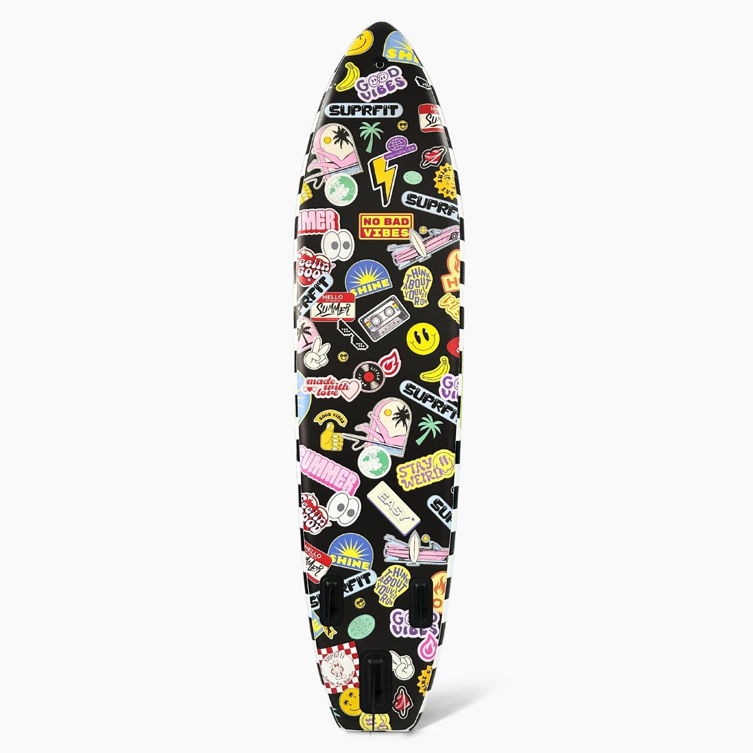 Suprfit SUP Paddle Board Gonfiabile Con Sticker Divertenti – 330x79x15cm, Set Completo Con Zaino, Pompa, Pagaia, Leash – Portata 140kg - 2