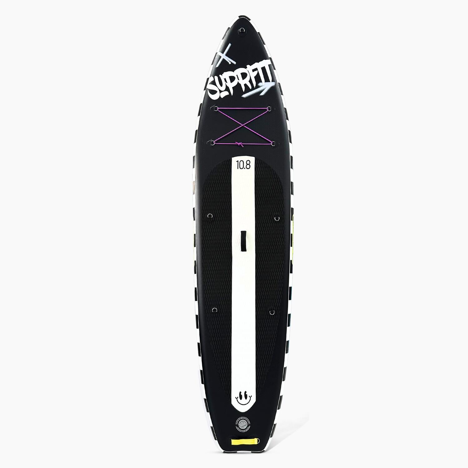 Suprfit Stand-Up Paddling Board Funny Stickers - White | All in One Set: SUP Board di alta qualità, zaino telescopico, pompa ad aria doppia azione, leash, set di riparazione