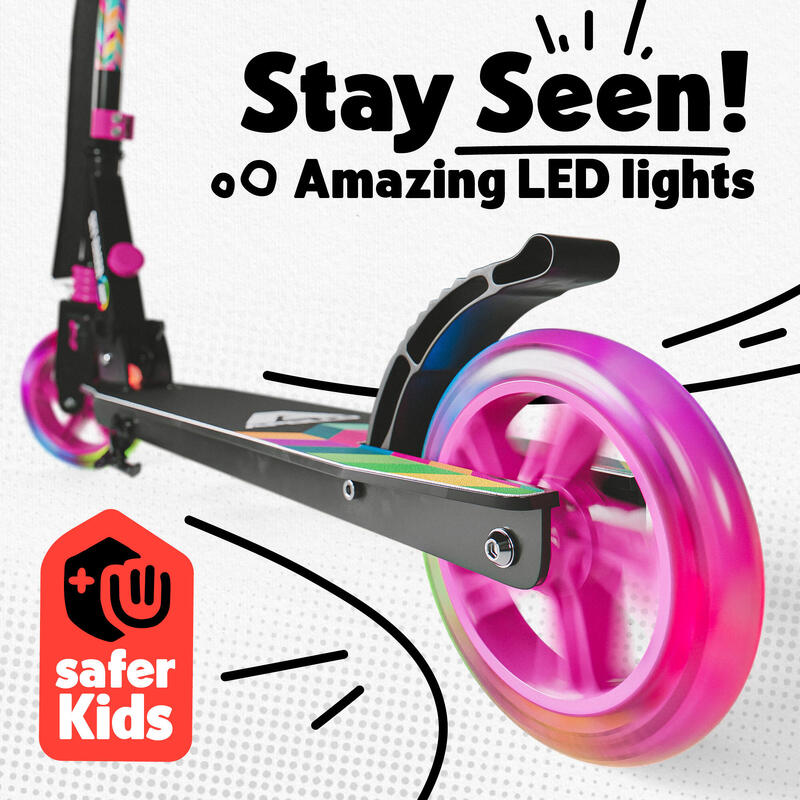 Patinete Infantil SKYRACER LED, Ruedas 145 mm, Plegable y Ajustable - Multicolor