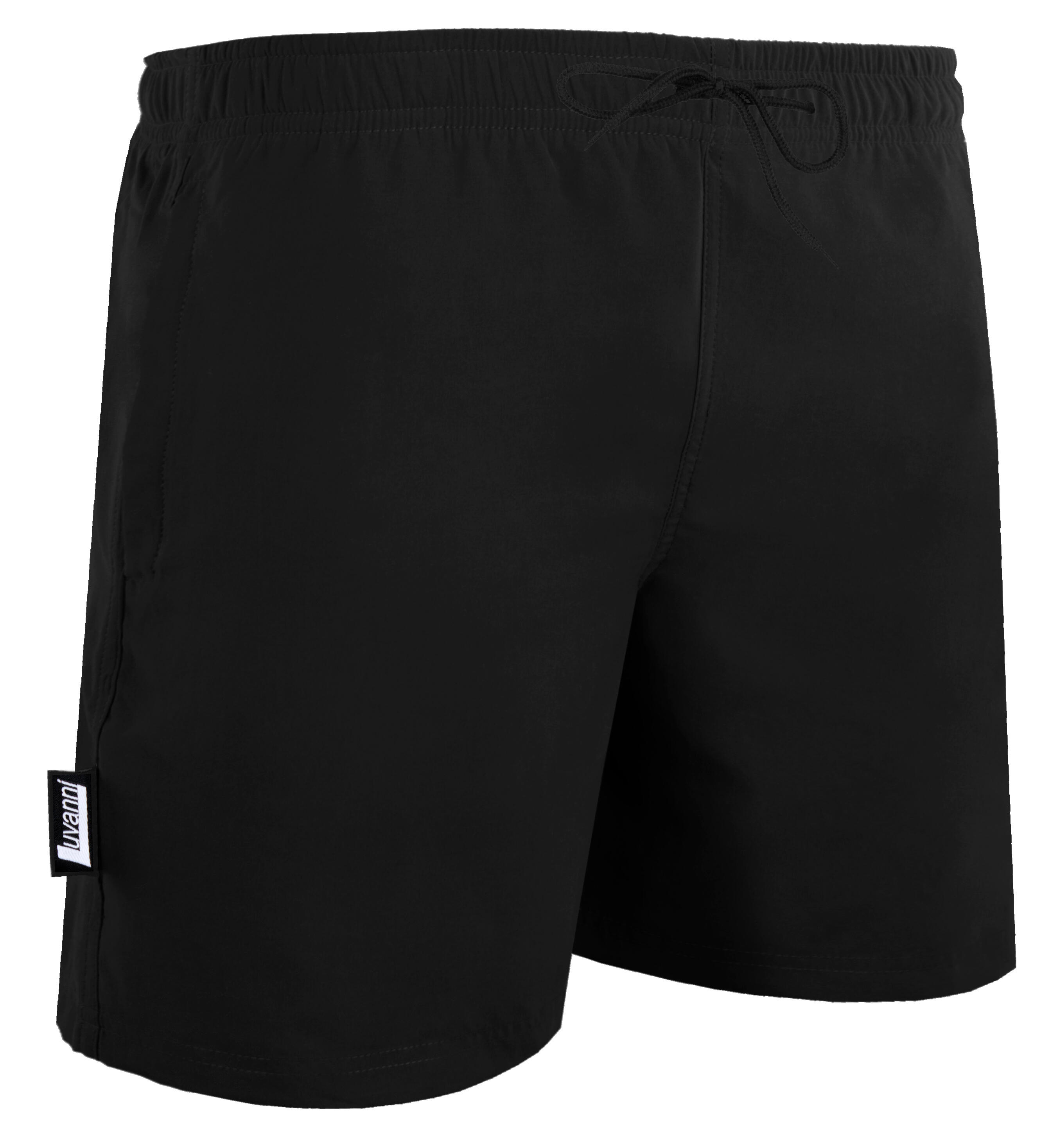 Herren Badehose Style 5 Boardshorts recyceltes Material Kordelzug Uni Schwarz 6/7