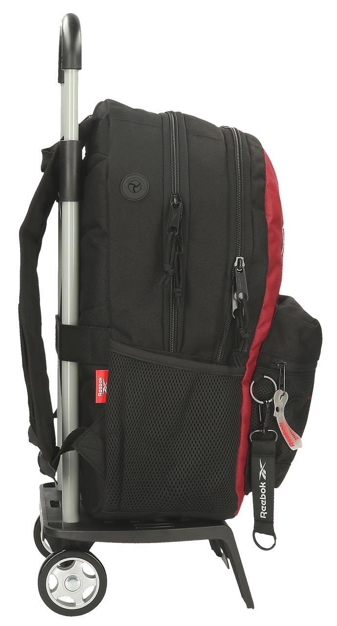 Zaino scolastico due scomparti con carrello ragazzo Reebok Portland 44cm Nero 4/5
