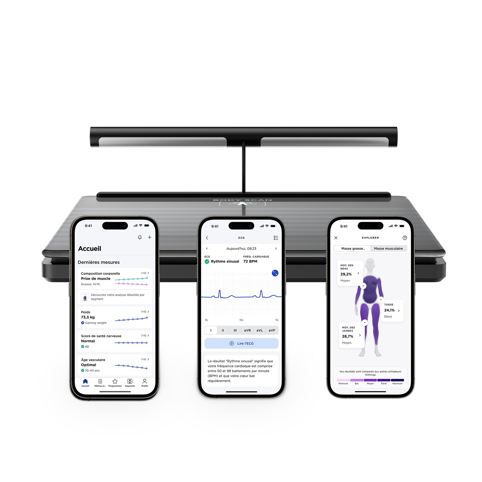 WITHINGS Body Scan - Balance connectée WIFI pèse-personne impédancemètre Noir 4/6