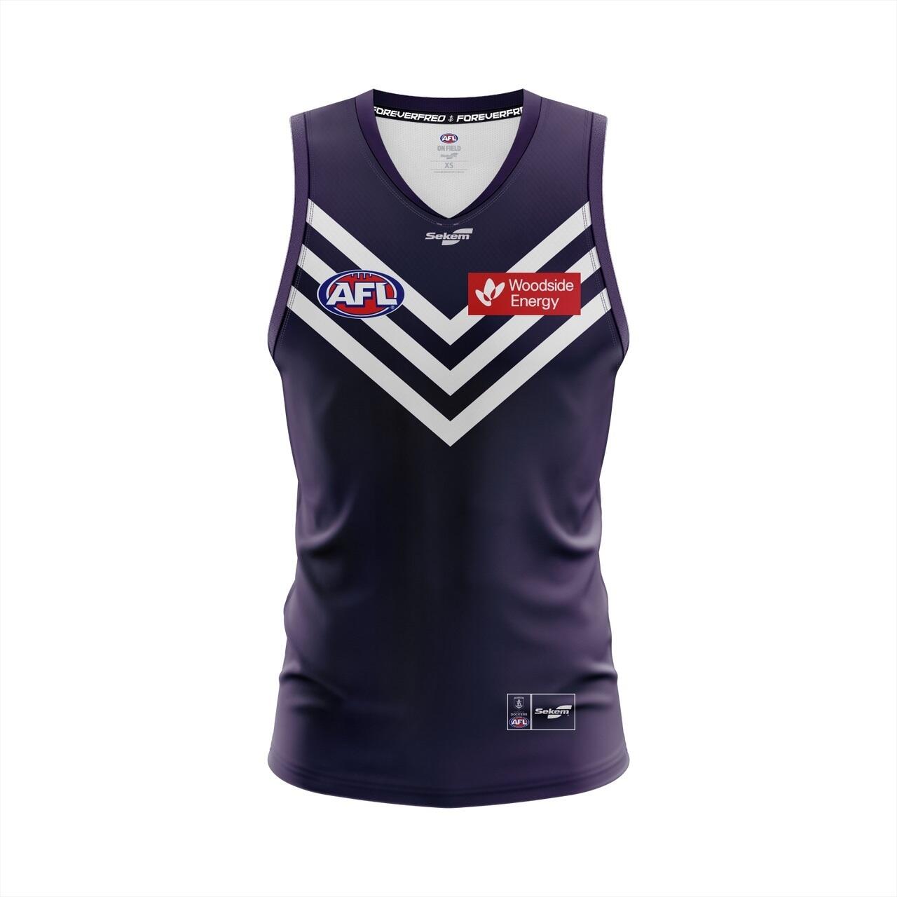 Fremantle Dockers 2024 SEKEM AFL Youth Home Guernsey Purple