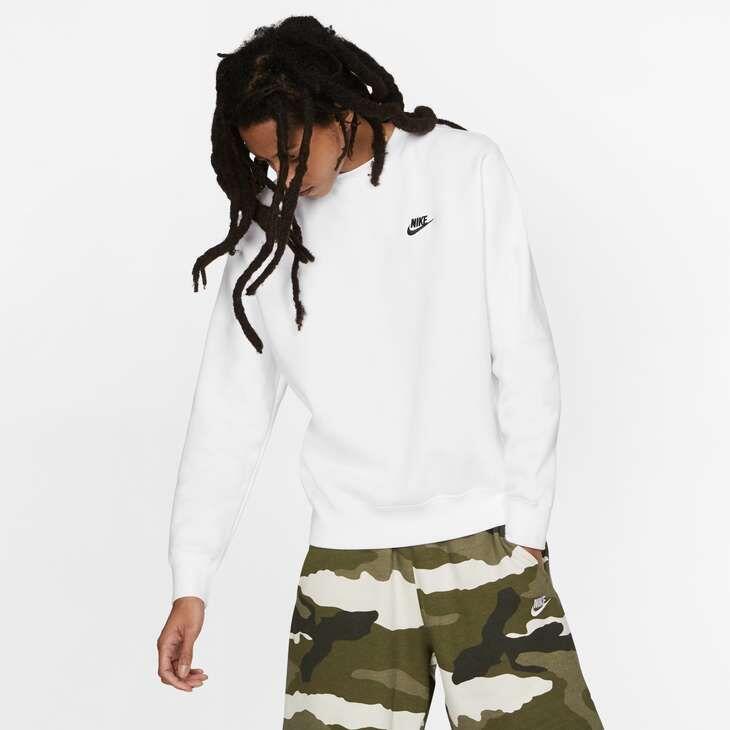 Felpa girocollo uomo ( fleece) nike bianco 3/5