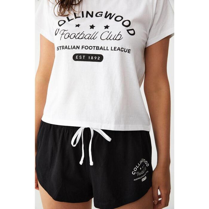 Collingwood Magpies AFL COTTON-ON Womens SS Tee/Short PJ Set
