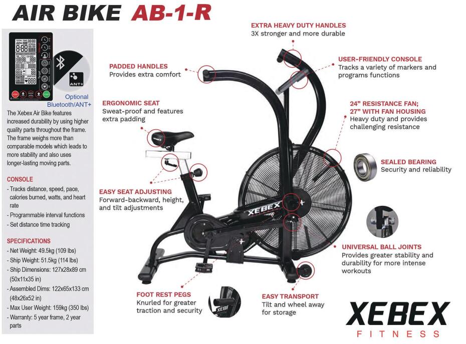 Profesionální rotoped Air Bike Smart Connect 3/5