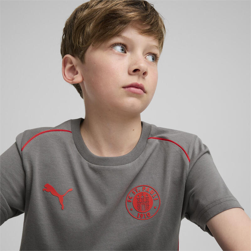 FC St. Pauli Casuals T-shirt voor jongeren PUMA Flat Medium Gray Red