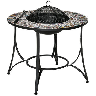 Outsunny Braciere da Esterno 3 in 1 Tavolino da Giardino e Griglia per Barbecue