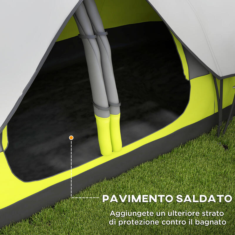 Outsunny Cort Camping 4 persoane, Spații Separate, 450X215Ix180 cm, Verde