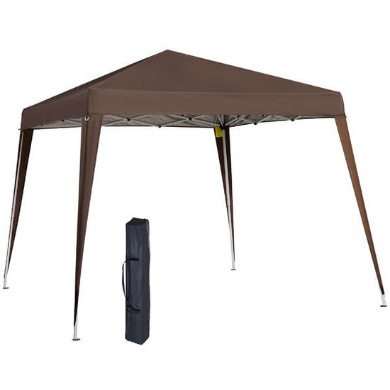 Outsunny Gazebo Pieghevole da Giardino 2.4x2.4m Acciaio e Poliestere Caffè