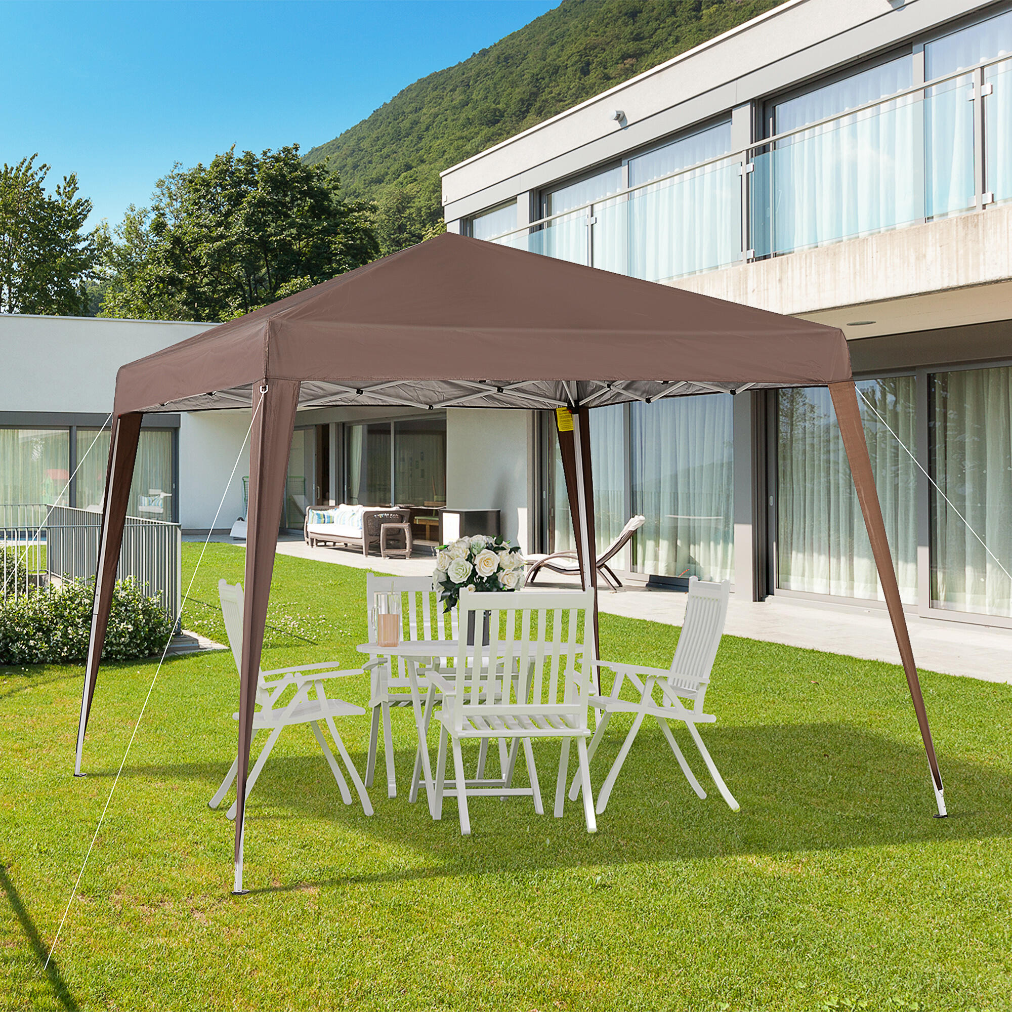Tenda Dobrável Outsunny Castanho 4/5