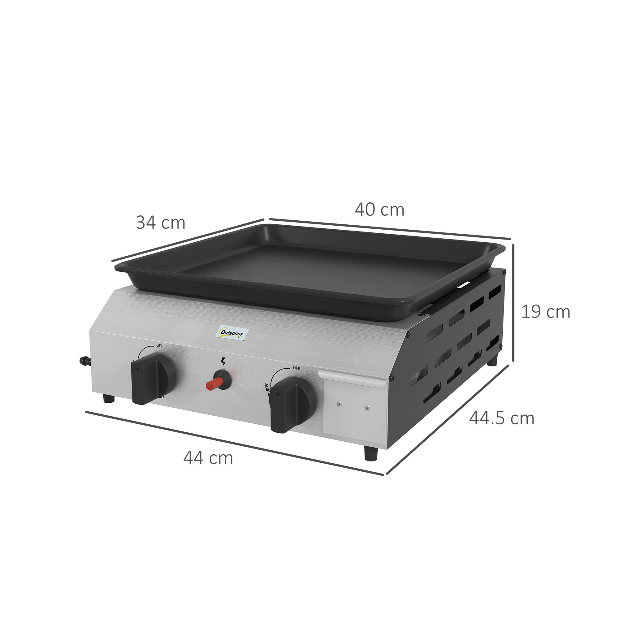 Outsunny Piastra Barbecue a Gas con 2 Bruciatori Potenza 4.8kw 3/7