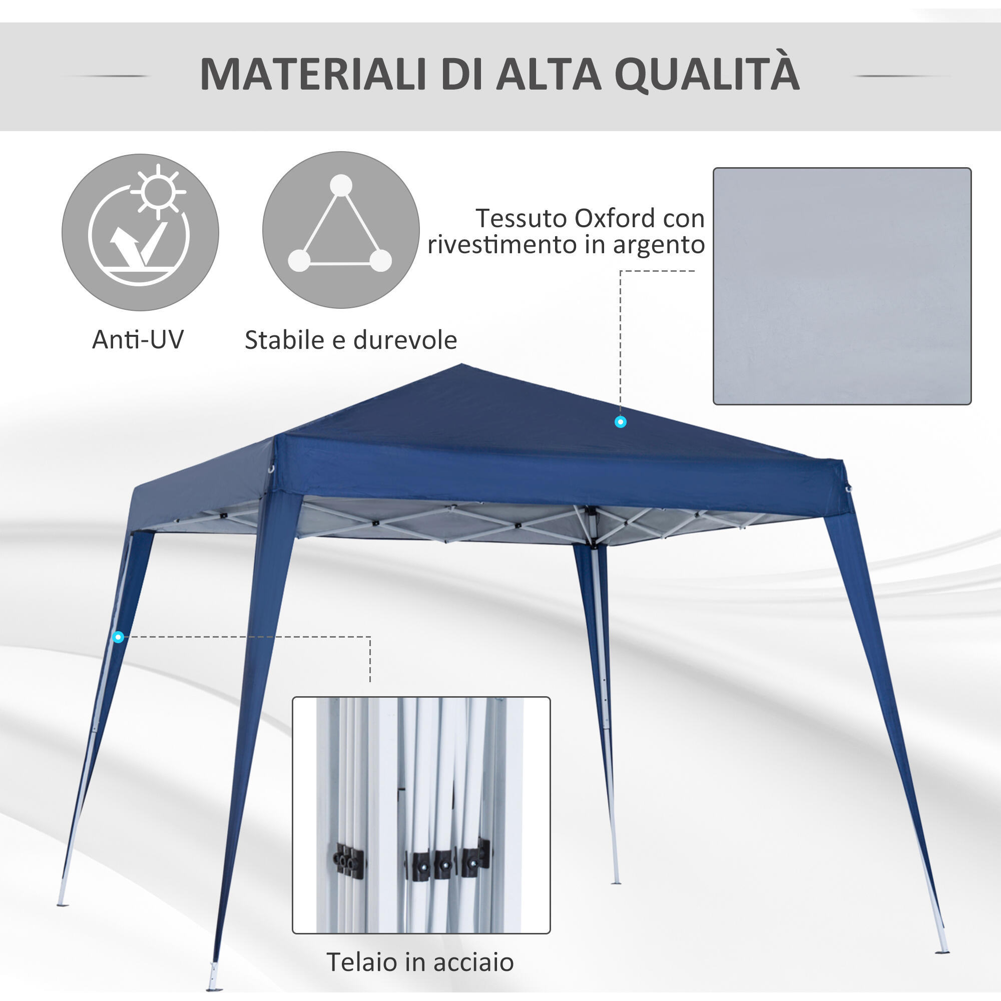 Tidyard Gazebo Pieghevole Impermeabile con 4 Pareti e Struttura in