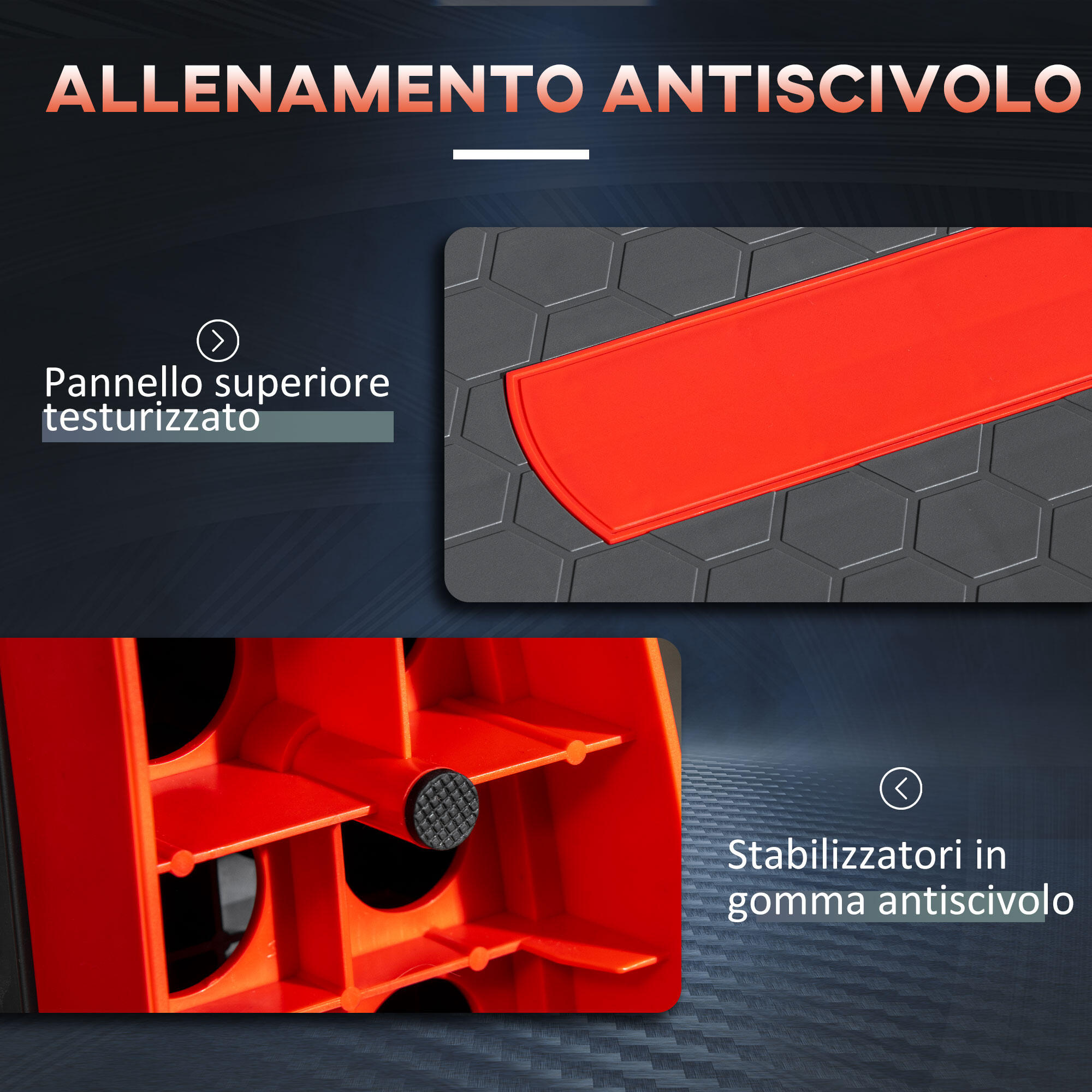 HOMCOM Step per Aerobica Regolabile a 3 Altezze 10-15-20cm Plastica Nero e Rosso 6/7