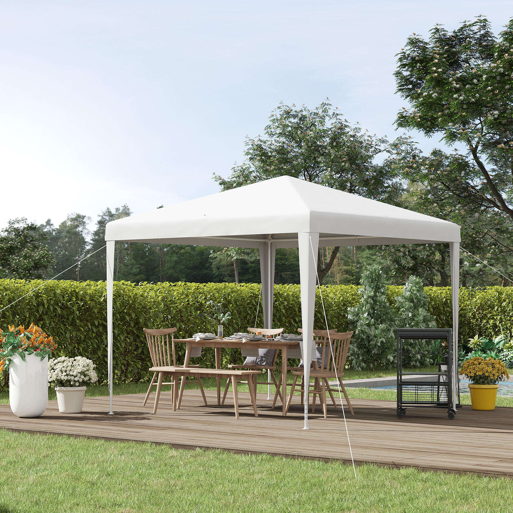 Outsunny Gazebo 3x3 per Esterno e Interno con Telaio in Acciaio, 2.7x2.7m Bianco 2/8