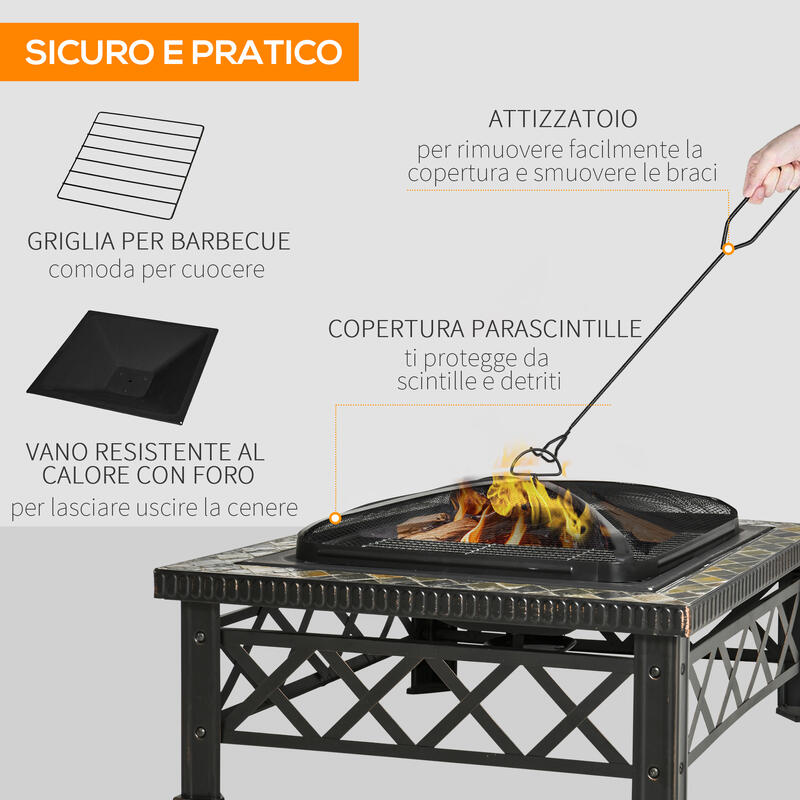 Outsunny Gratar Pliabil pe Gaz cu Capac, 2 Arzatoare, Roti