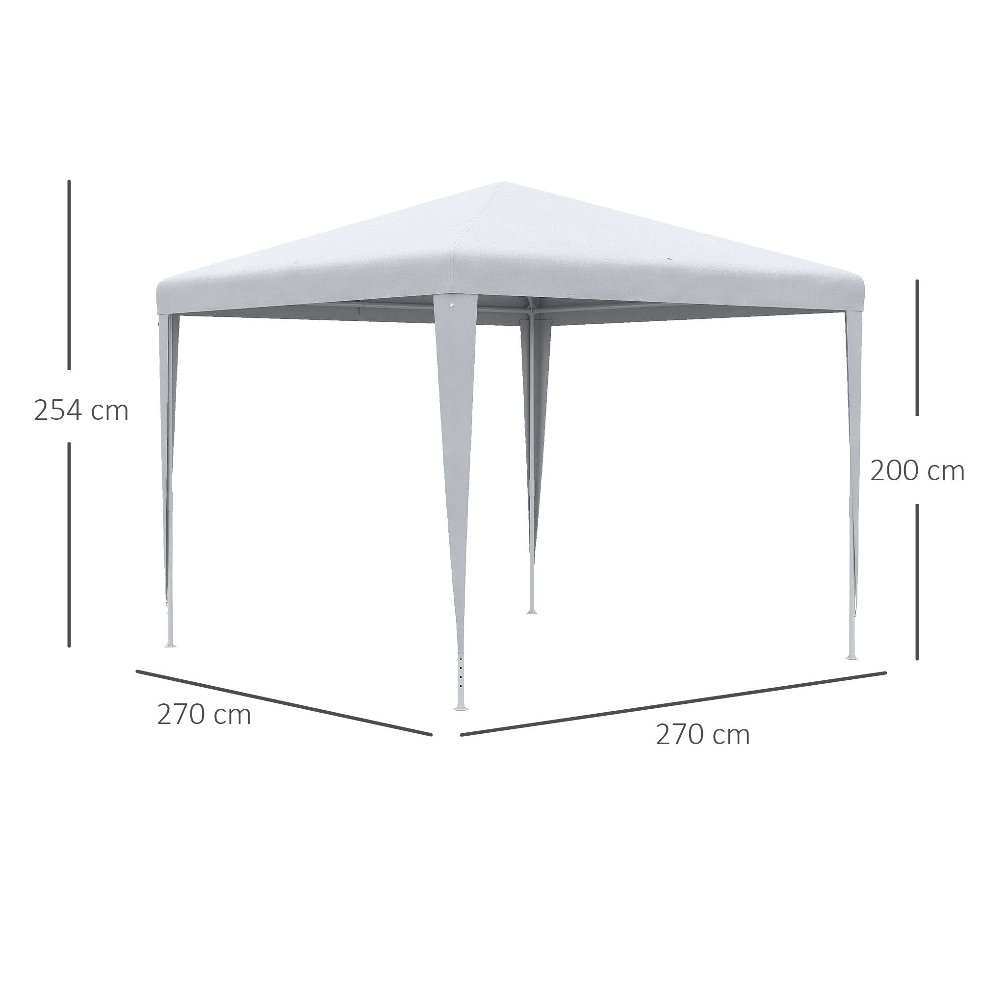 Outsunny Gazebo 3x3 per Esterno e Interno con Telaio in Acciaio, 2.7x2.7m Bianco 3/8