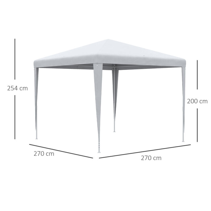 Pavilion Outsunny 3x3 pentru exterior și interior, cadru din oțel, 2,7x2,7m, alb