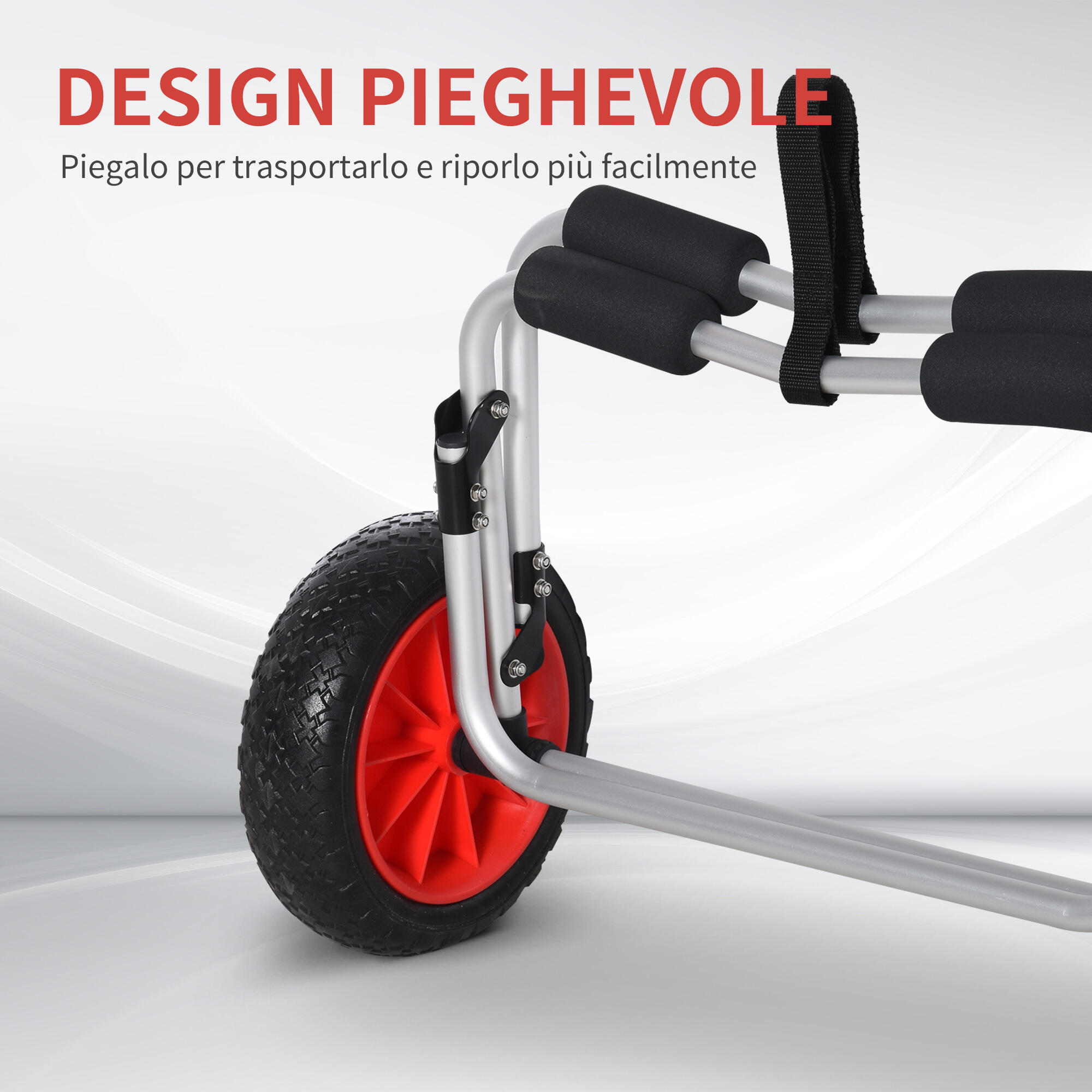 HOMCOM Carrellino da Spiaggia per Kayak e Canoa con Paraurti in Alluminio e NBR 6/8