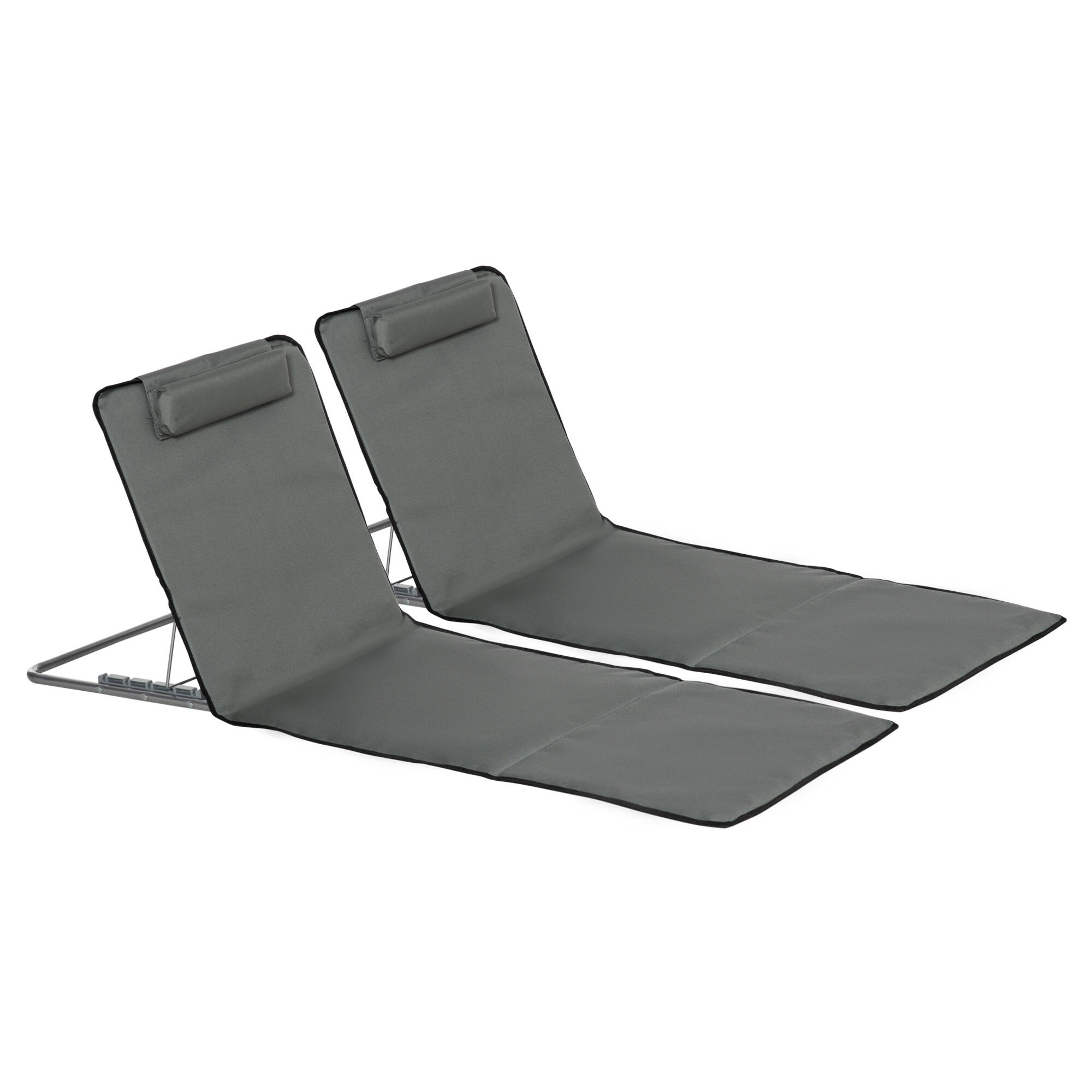 OUTSUNNY Outsunny Set 2 Lettini Spiaggia Pieghevoli Schienale Regolabile e Borsa Grigio
