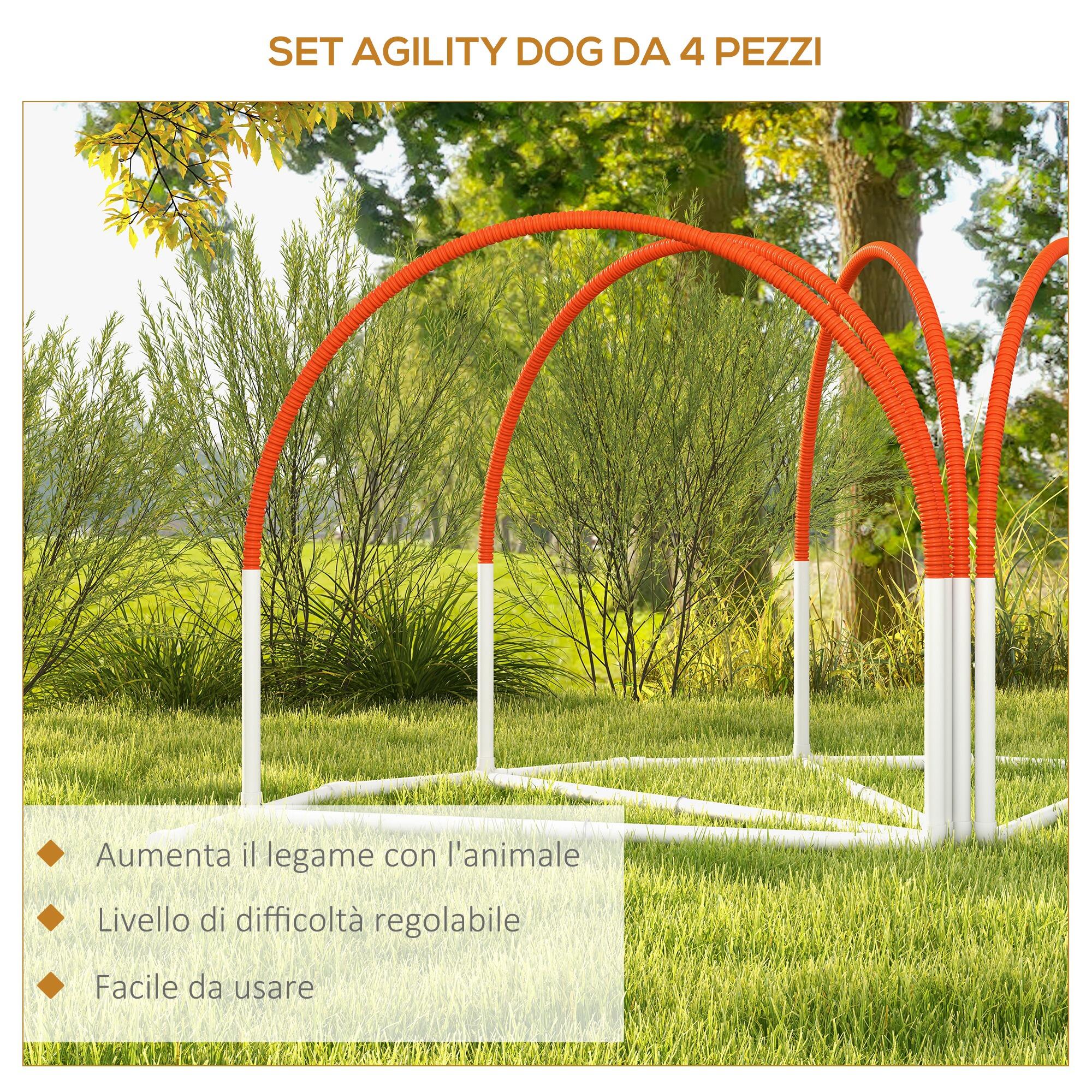 PawHut Set Agility Dog 4pz con 4 Picchetti e Borsa da Trasporto Bianco Arancione 5/7