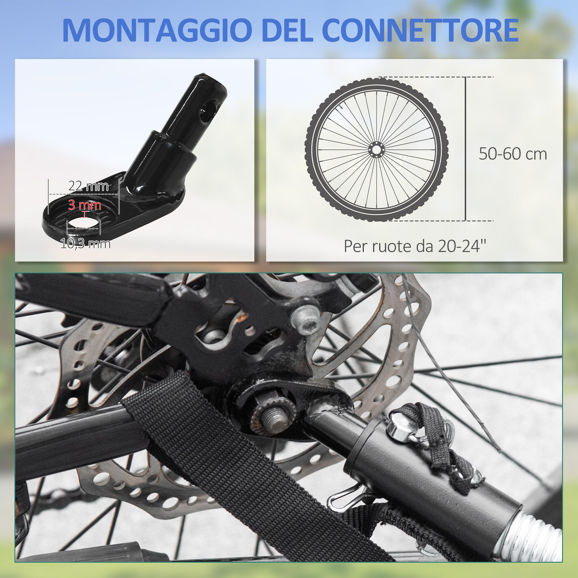 HOMCOM Carrello Bici con Pareti Pieghevoli, Gancio e 2 Catarifrangenti Nero 7/8