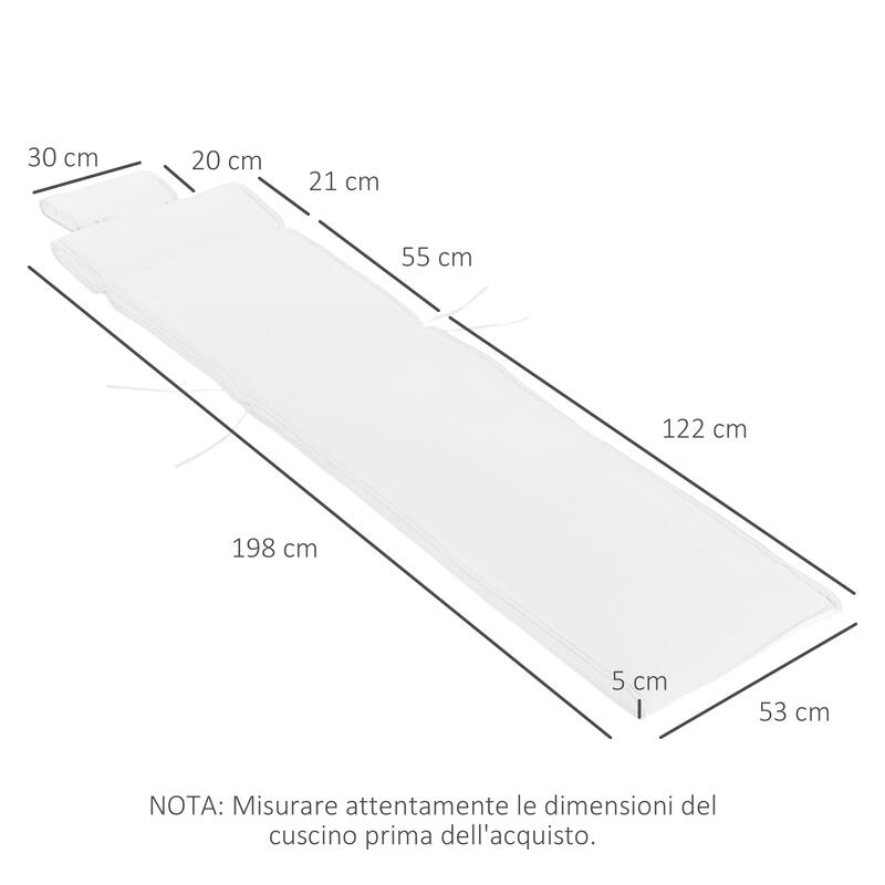Outsunny Perna Sezlong pentru gradina, Alb Crem, 198X53X5cm