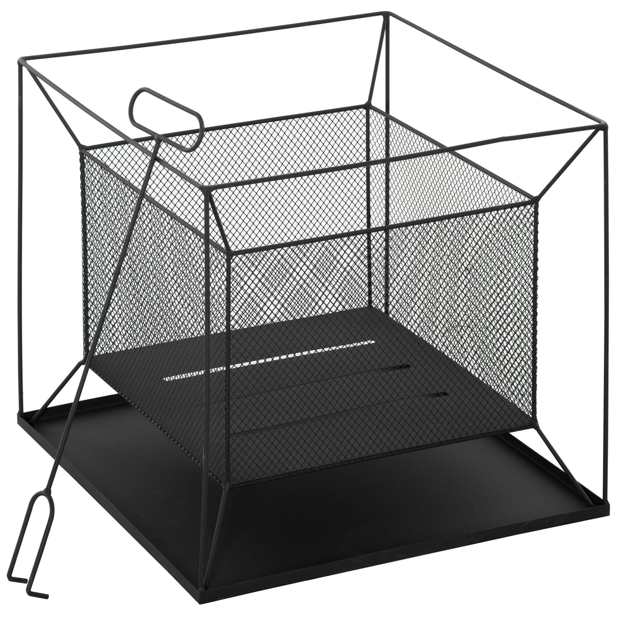 Outsunny Braciere da Giardino a Legna Portatile con Attizzatoio 45x45x43cm Nero 1/7