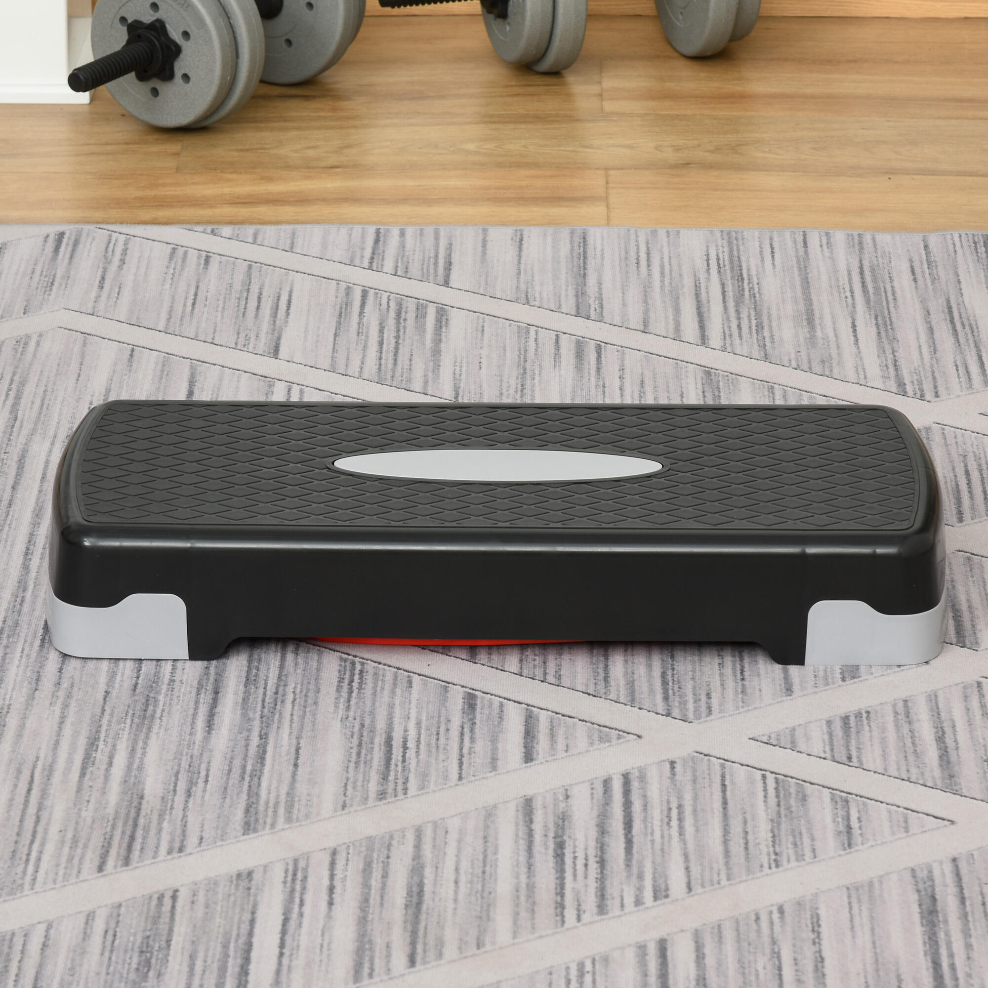 HOMCOM Step Fitness per Aerobica Altezza Regolabile 10-15cm 68x29cm Nero e Rosso 2/8
