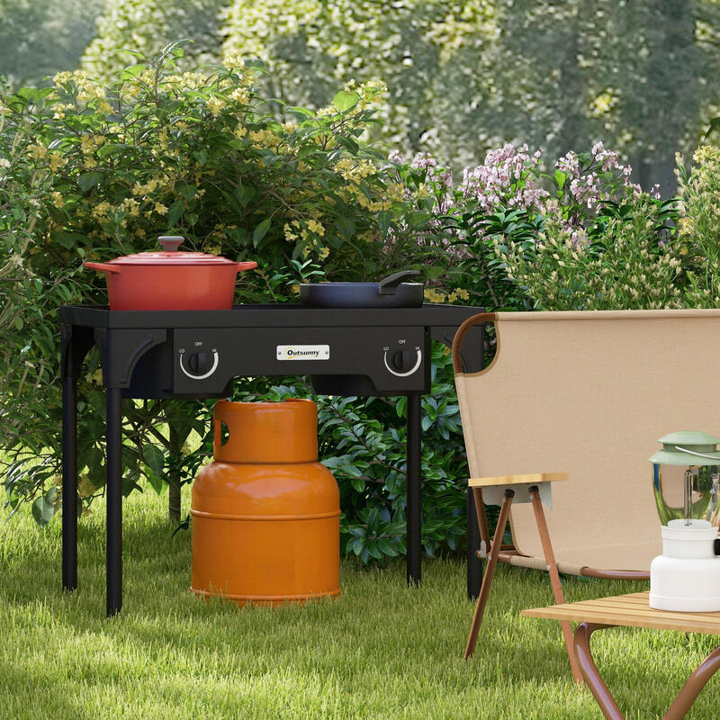 Outsunny Aragaz cu 2 Arzatoare cu Propan, 150.000 BTU