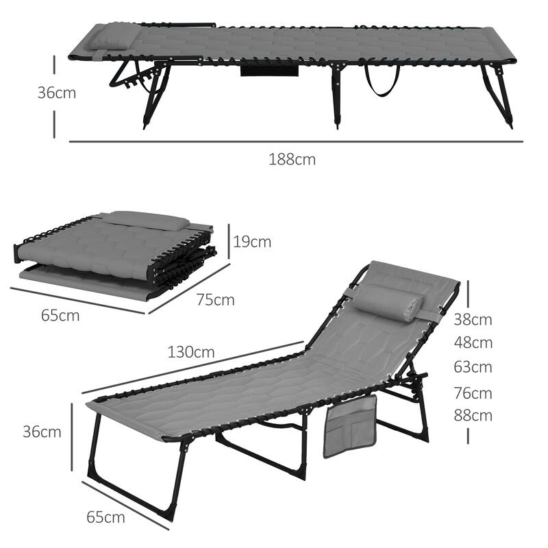 Outsunny Set 2 Lettini Prendisole da Giardino con Schienale Reclinabile