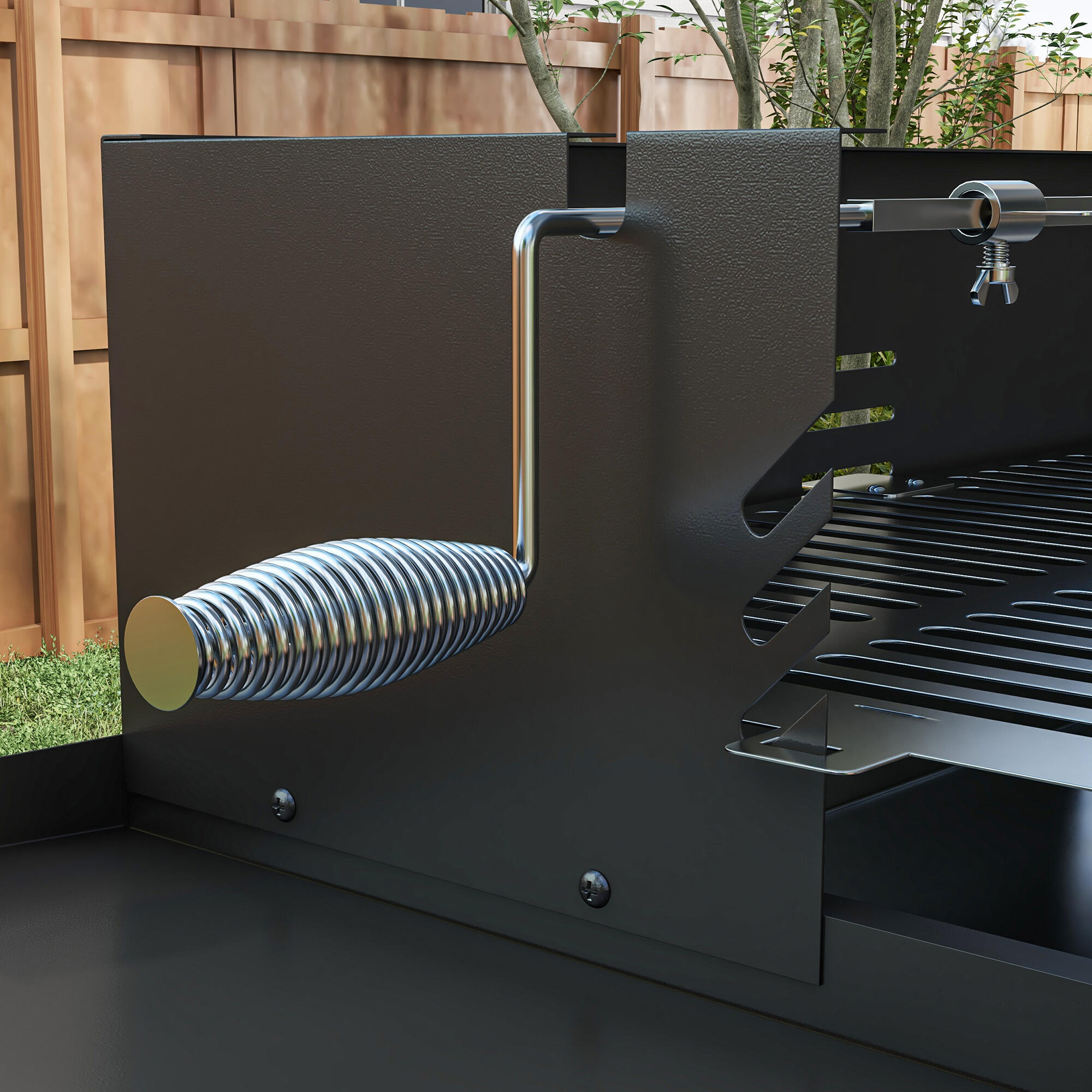 Outsunny Barbecue a Carbone con Girarrosto e Mensole Pieghevoli 118x32x90 cm 7/7