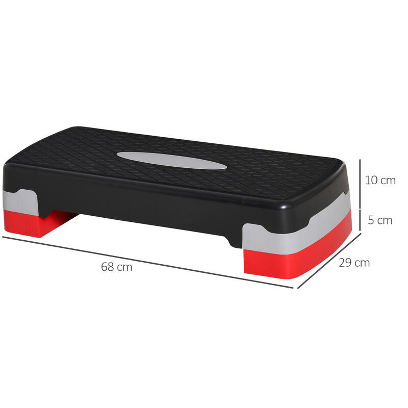 HOMCOM Aerobic Stepper Fitness Înălțime Reglabilă 10-15cm 68X29cm Negru Și Roșu