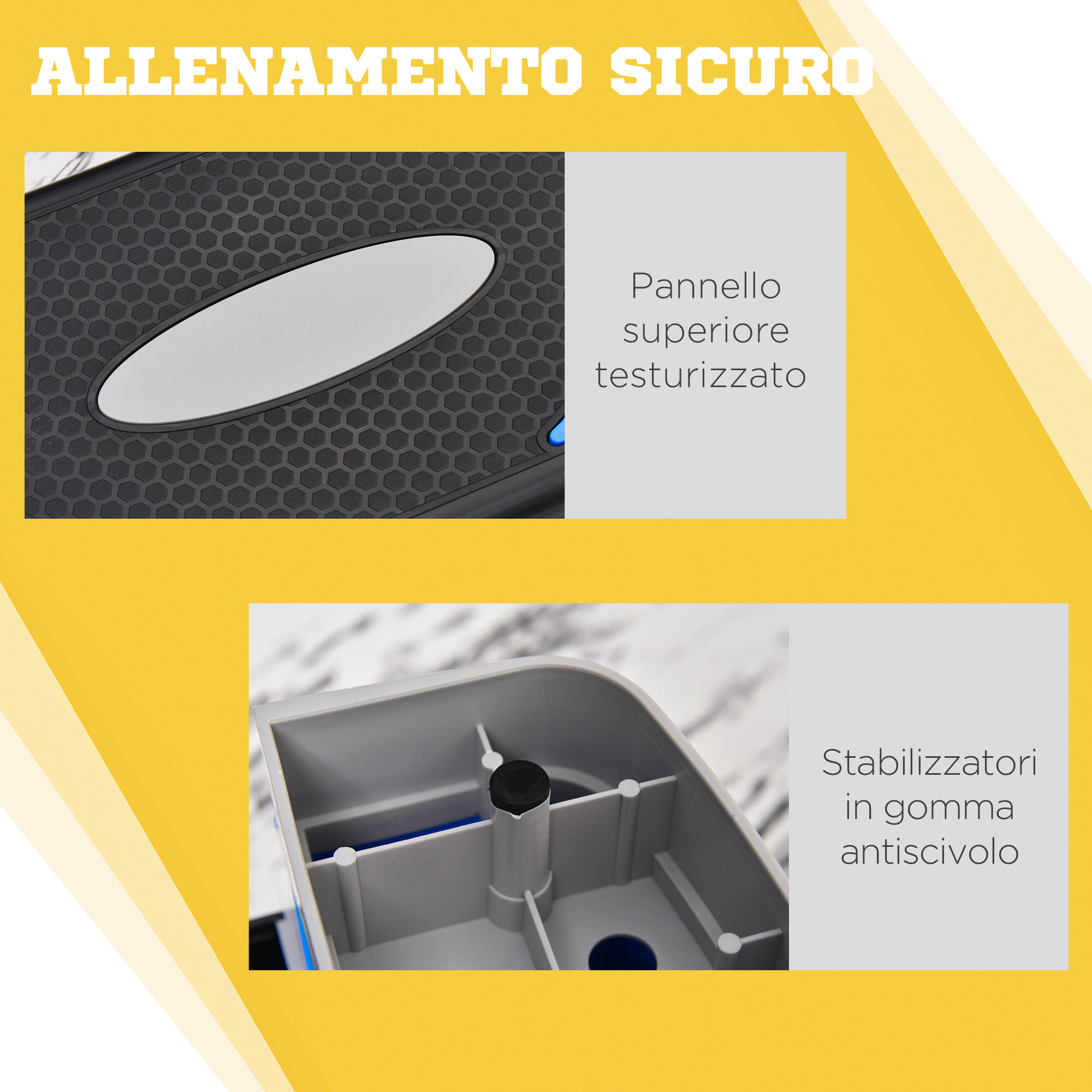 HOMCOM Stepper Fitness Regolabile su 3 Altezze da 10-15-20 cm Blu e Nero 6/8