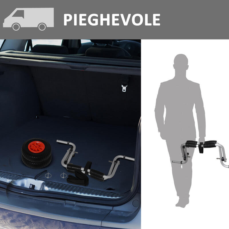 HOMCOM Cărucior transport Caiac, Pliabil, din Aluminiu, cu Căptușeală