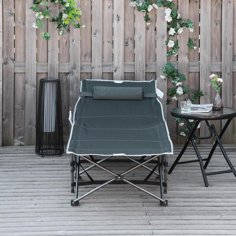 Outsunny Patut de Camping cu Buzunar de depozitare, 188X64. 5X53 cm, Gri