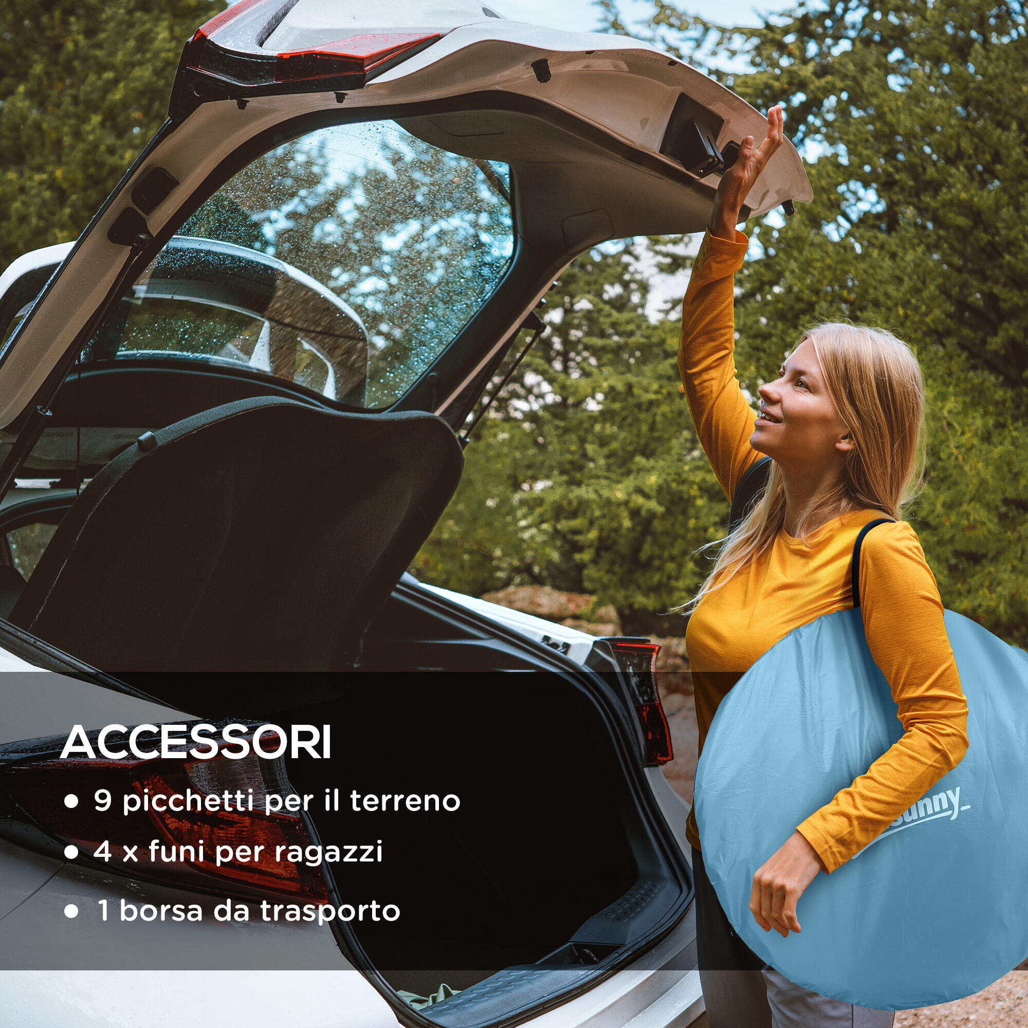 Outsunny Tenda da Campeggio Pop Up Singola Impermeabile, Blu 7/7