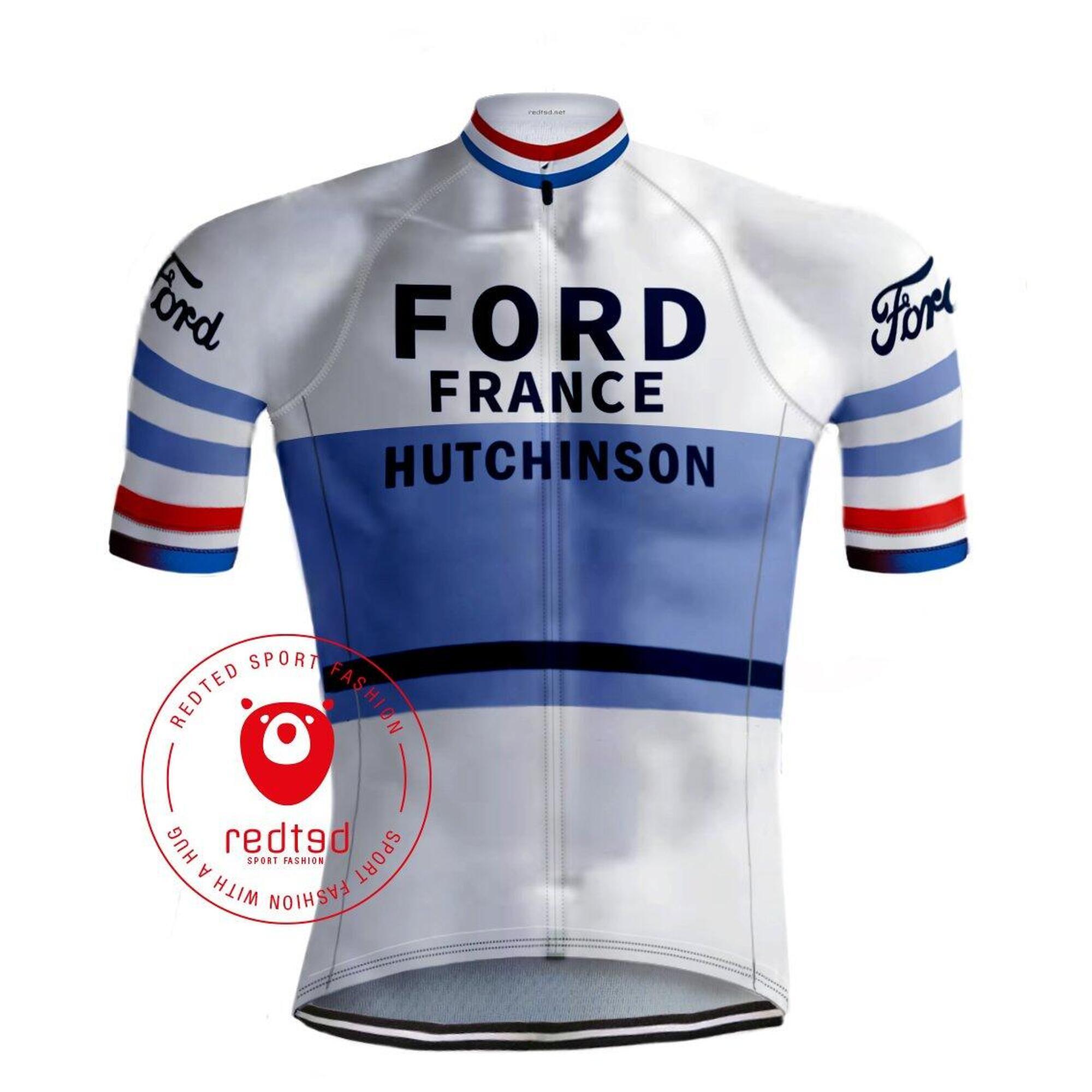 Koszulka Rowerowa Ford France Vintage - Czerwona