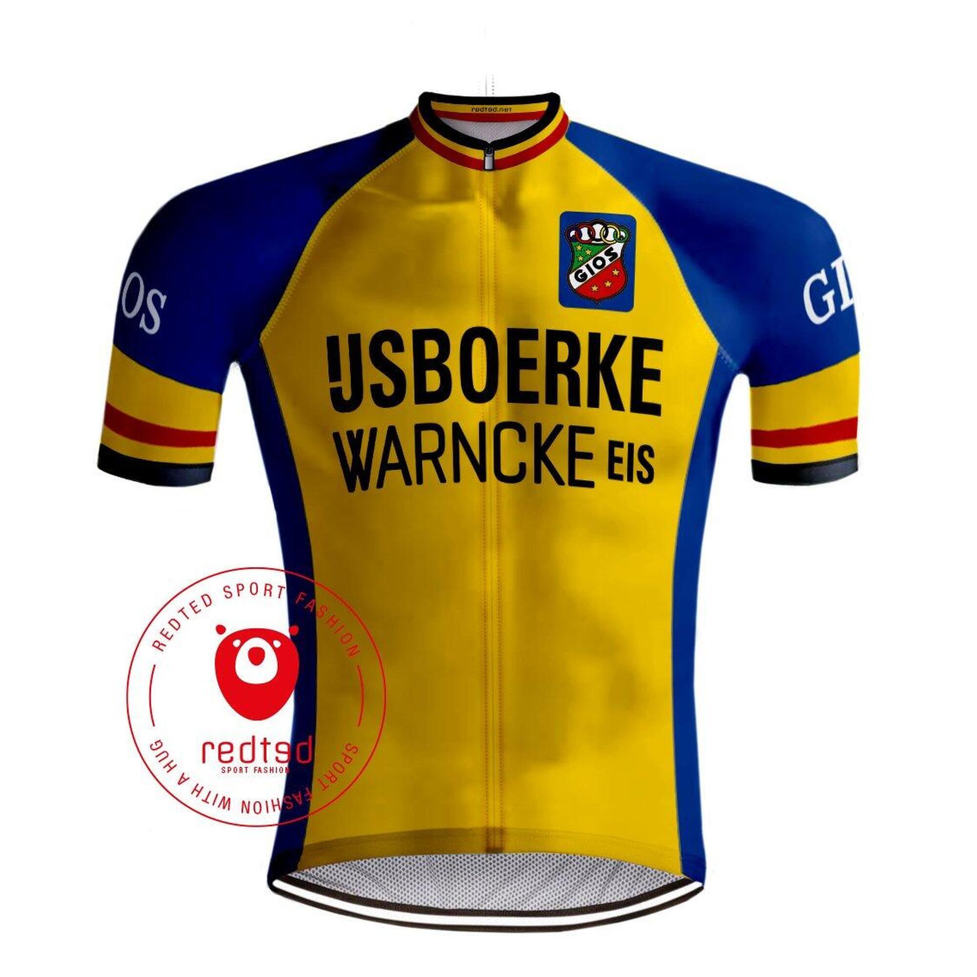 Vintage Koszulka Rowerowa Ijsboerke Warncke - Czerwony